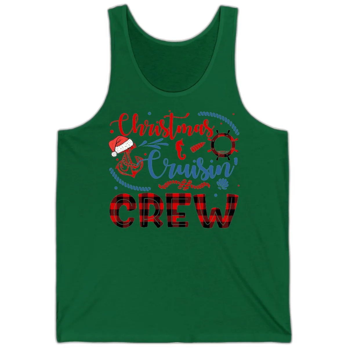 Christmas Cruisin' Cousin Crew Tank in Kelly