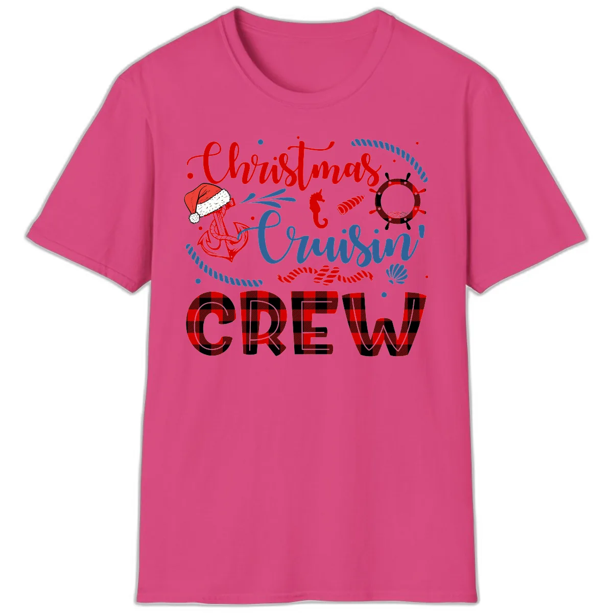 Christmas Cruisin' Cousin Crew T-Shirt in Heliconia