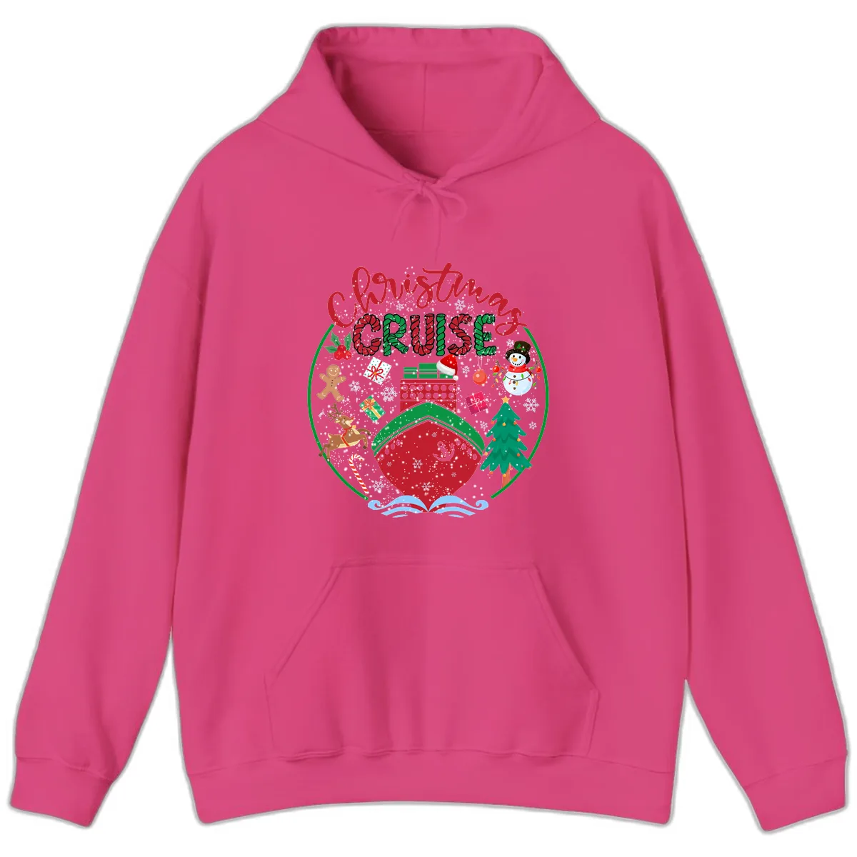 Cruising Cheer Holiday Hoodie in Heliconia