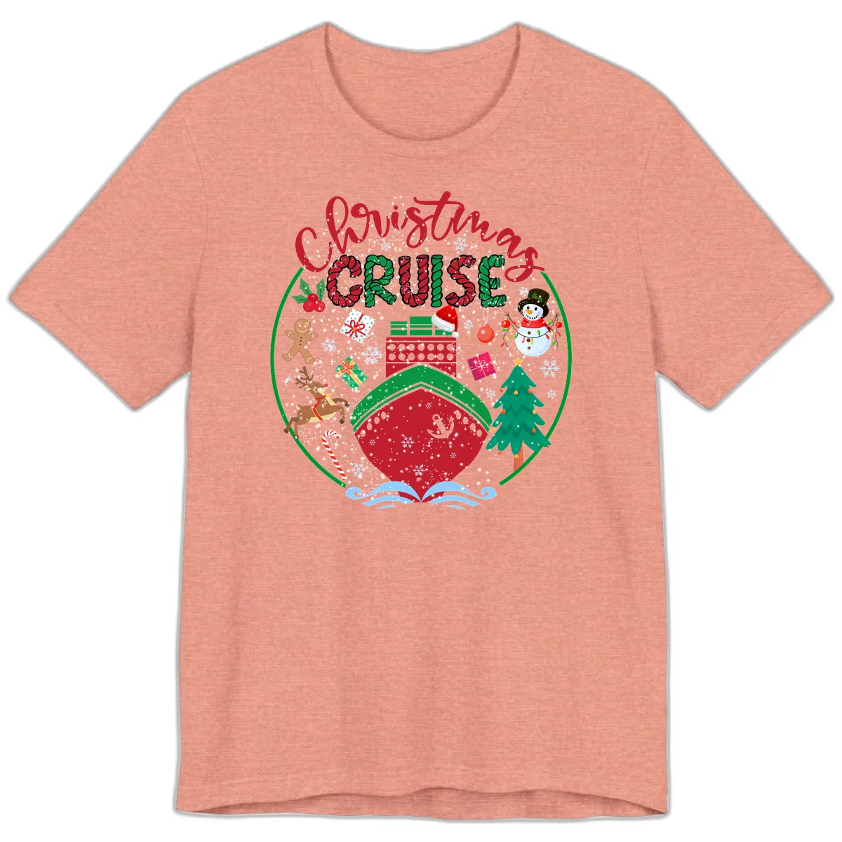 Cruising Cheer Holiday Premium T-Shirt in Heather Sunset