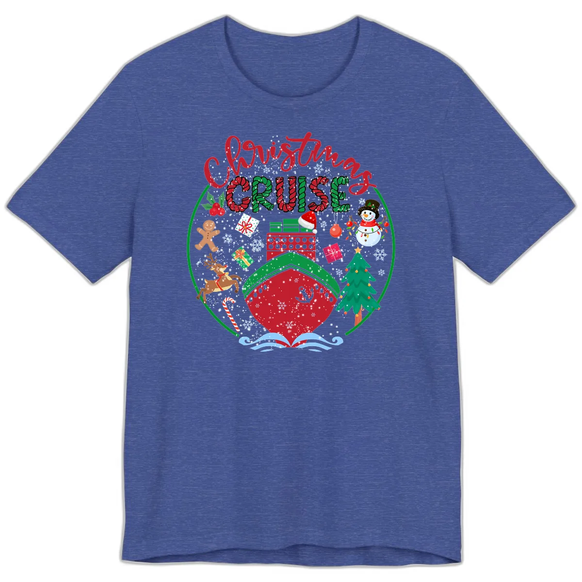 Cruising Cheer Holiday Premium T-Shirt in Heather True Royal