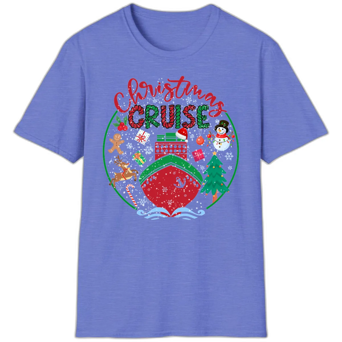 Cruising Cheer Holiday T-Shirt in Heather Royal