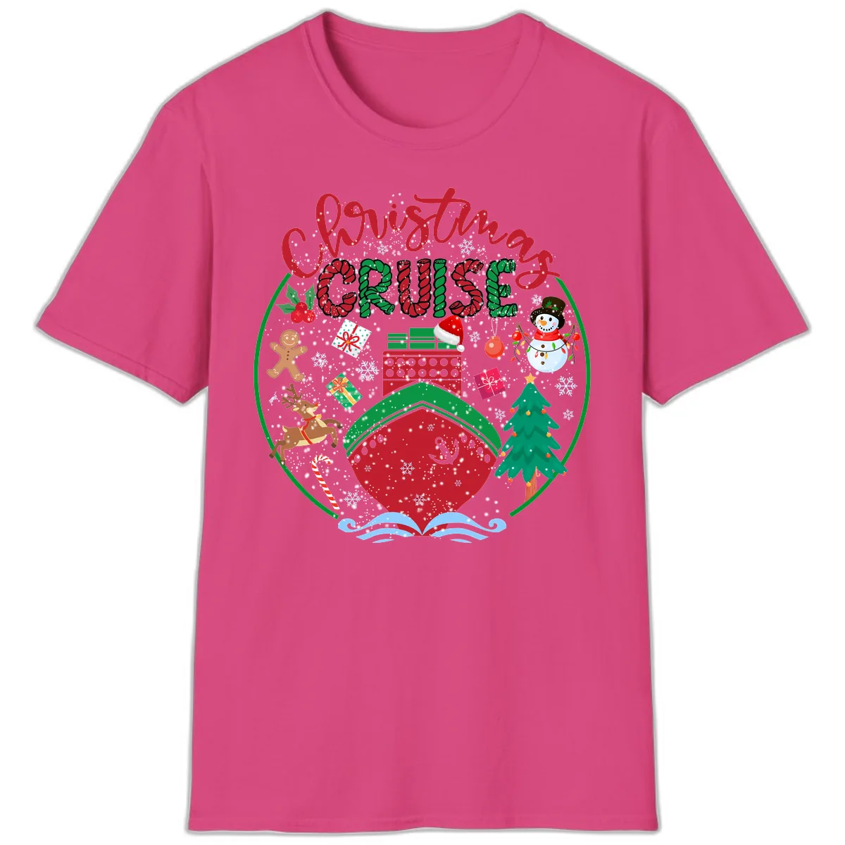 Cruising Cheer Holiday T-Shirt in Heliconia