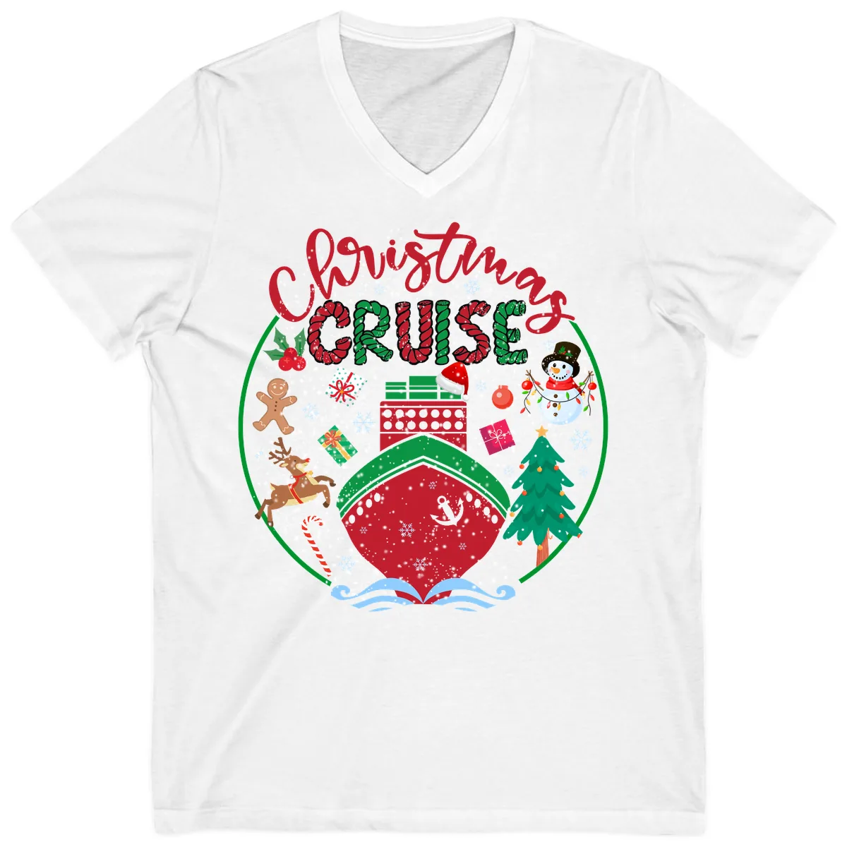 Cruising Cheer Holiday V-Neck in White