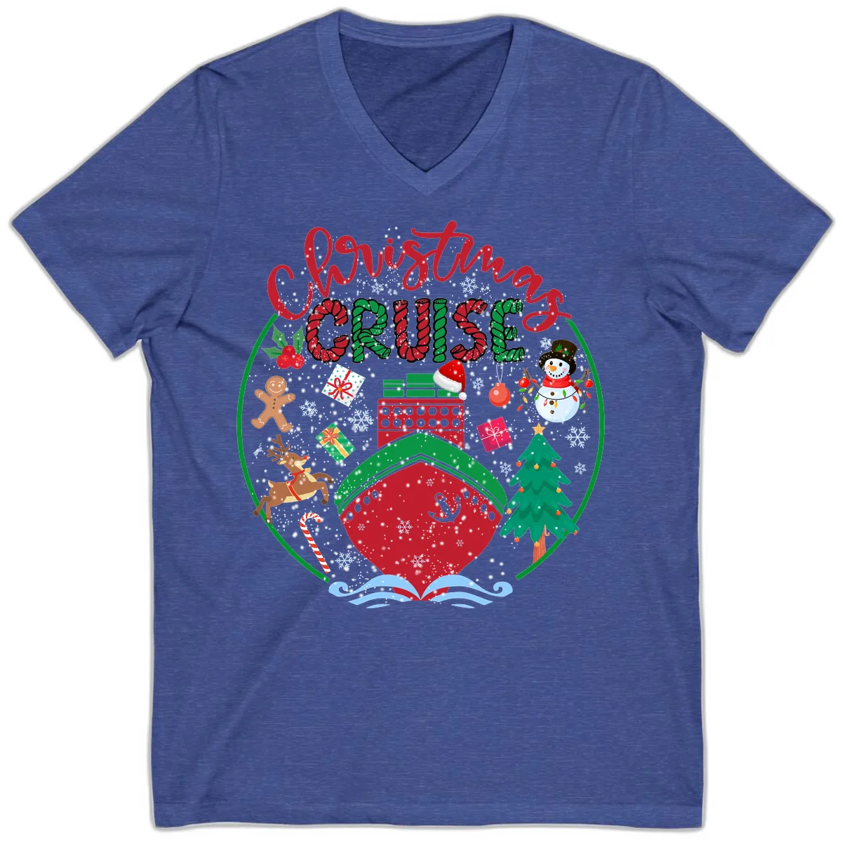 Cruising Cheer Holiday V-Neck in Heather True Royal