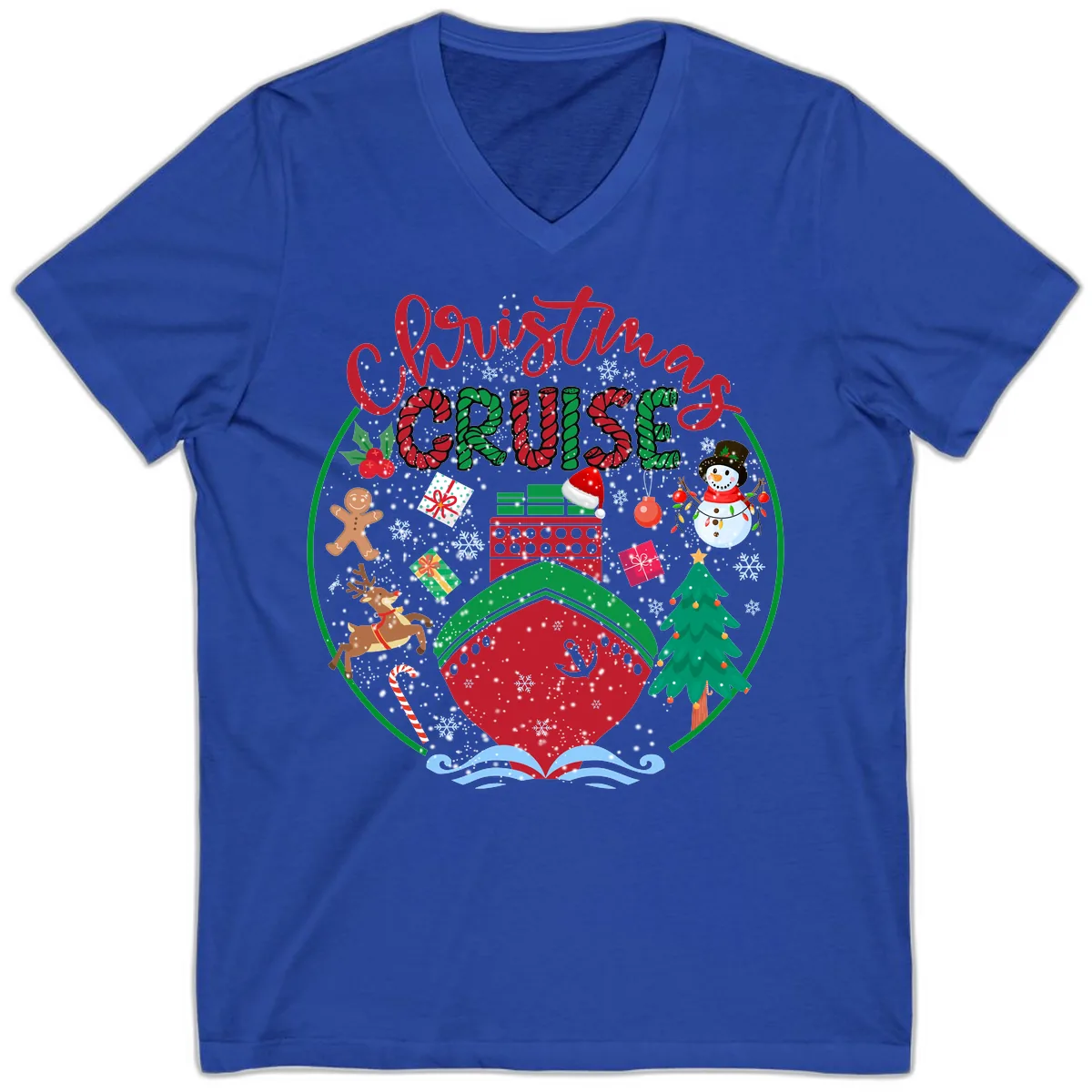 Cruising Cheer Holiday V-Neck in True Royal