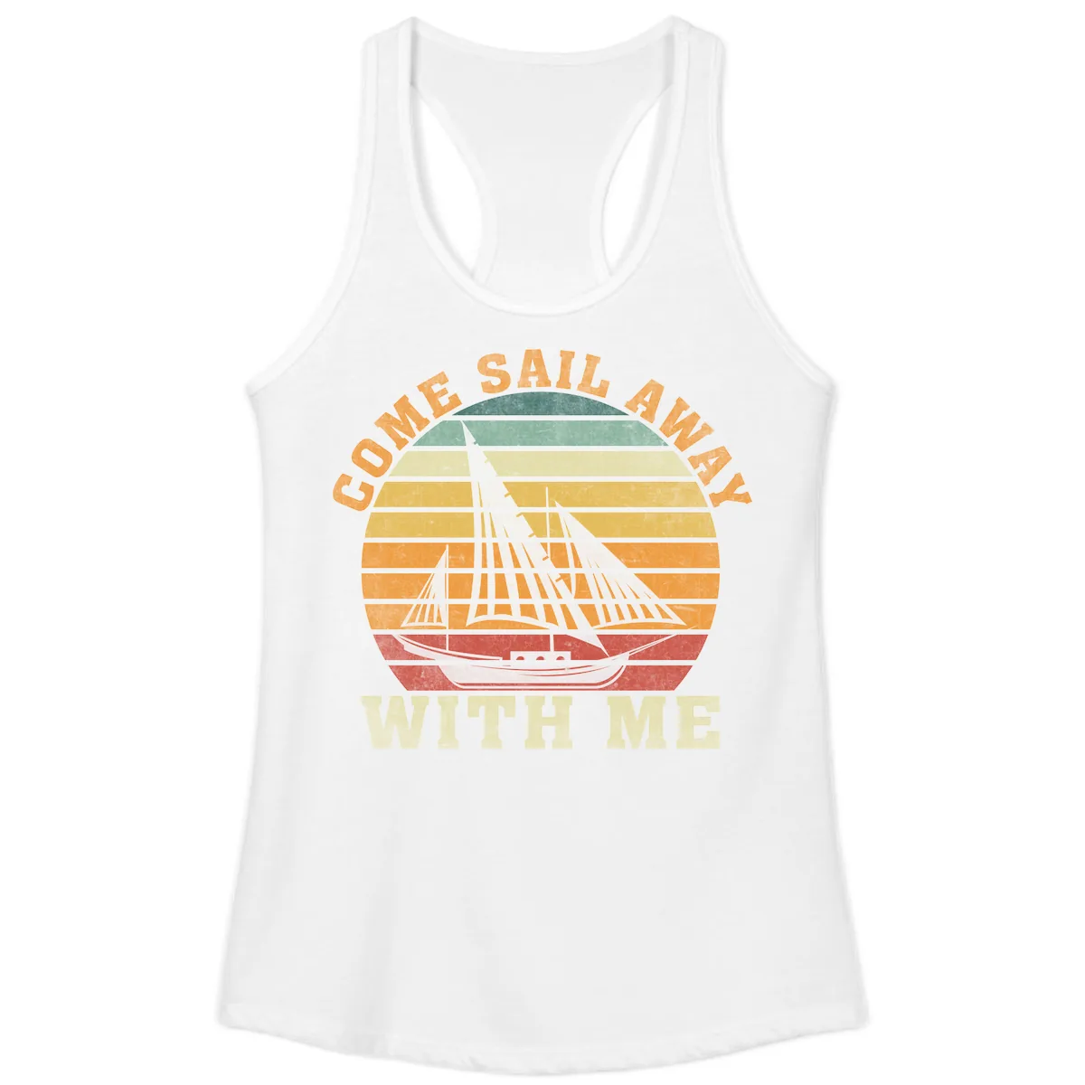 Come Sail Away With Me Ladies Tank in White