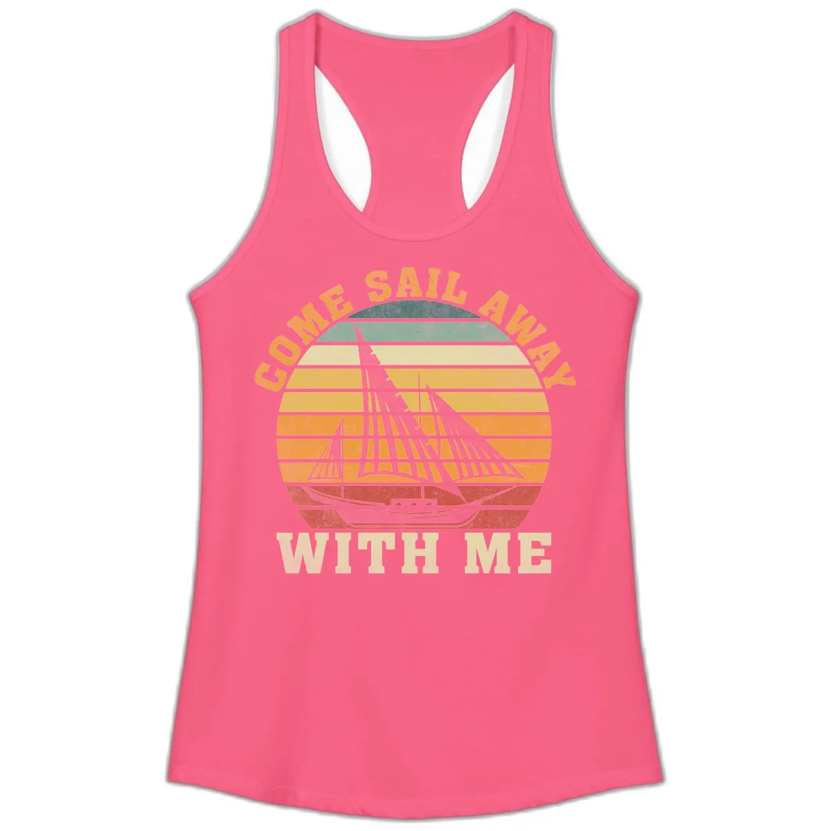 Come Sail Away With Me Ladies Tank in Solid Hot Pink