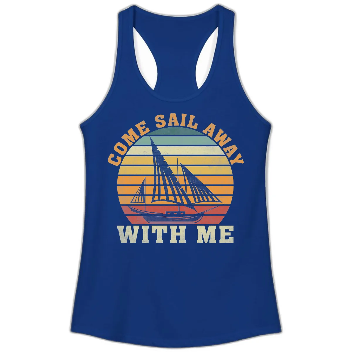Come Sail Away With Me Ladies Tank in Solid Royal