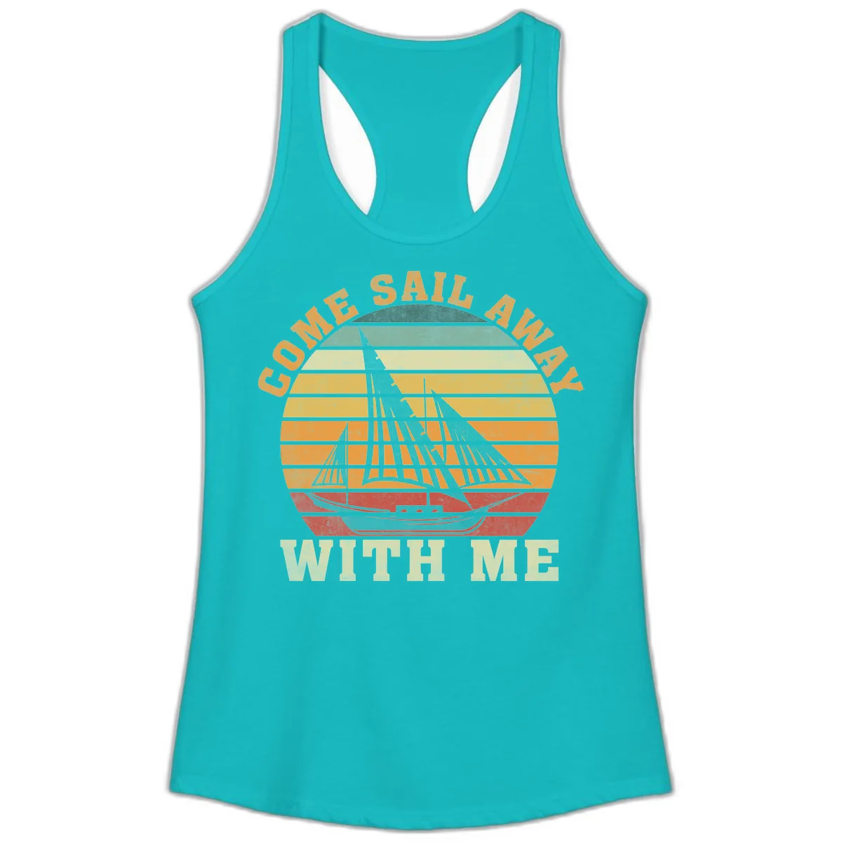 Come Sail Away With Me Ladies Tank in Tahiti Blue