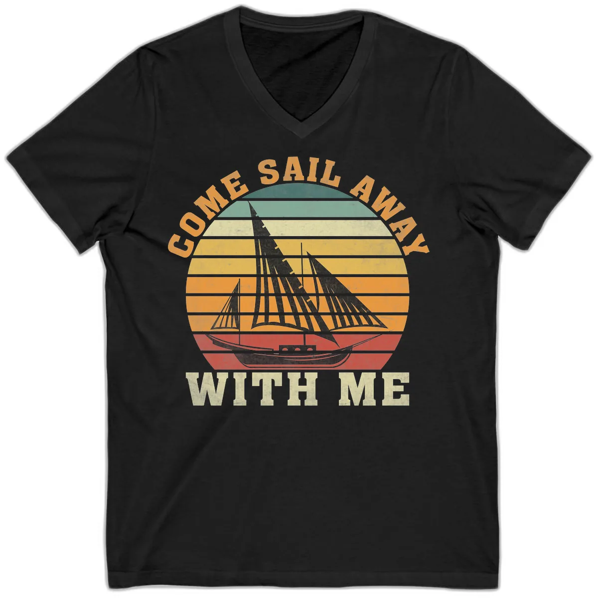 Come Sail Away With Me V-Neck in Black