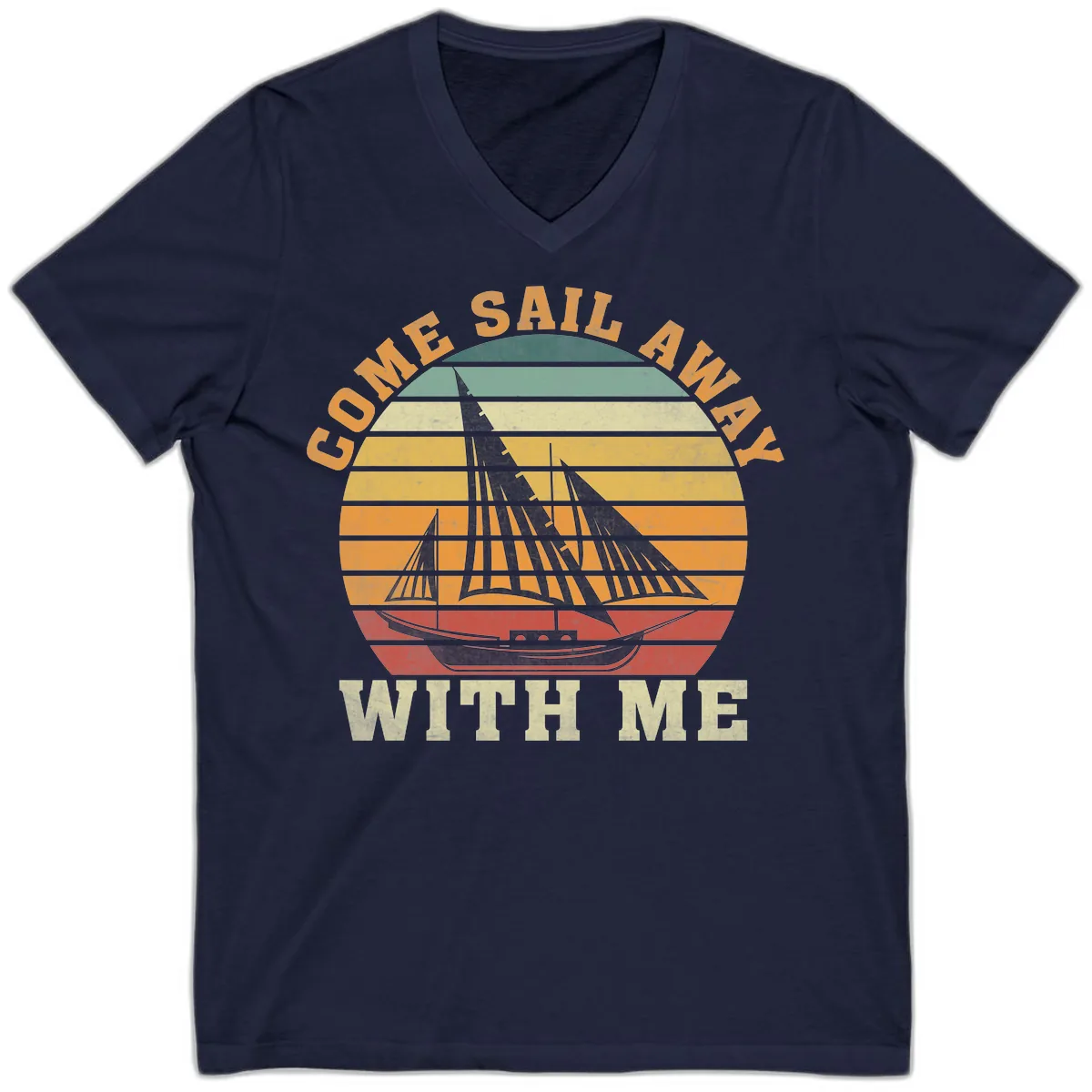 Come Sail Away With Me V-Neck in Navy