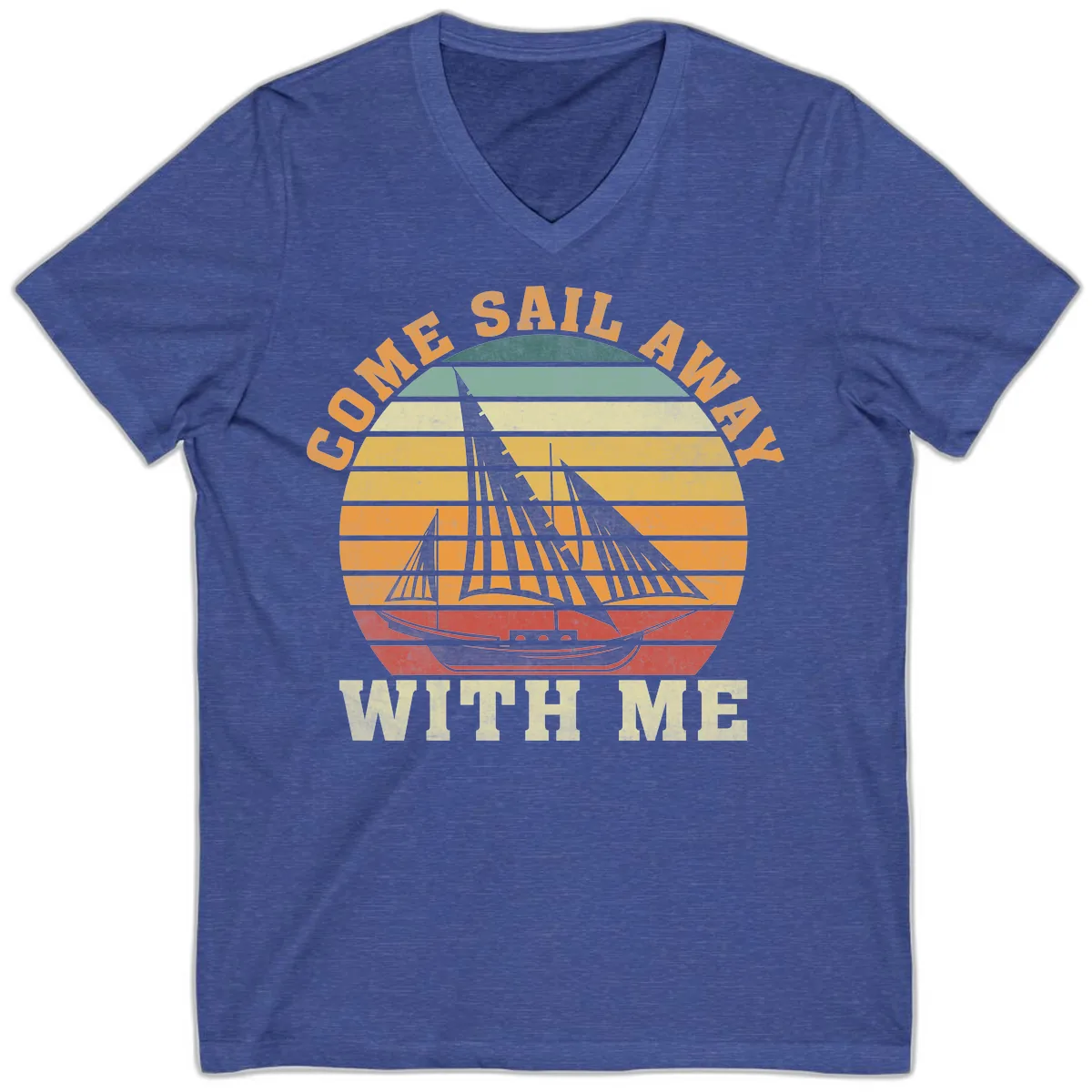 Come Sail Away With Me V-Neck in Heather True Royal