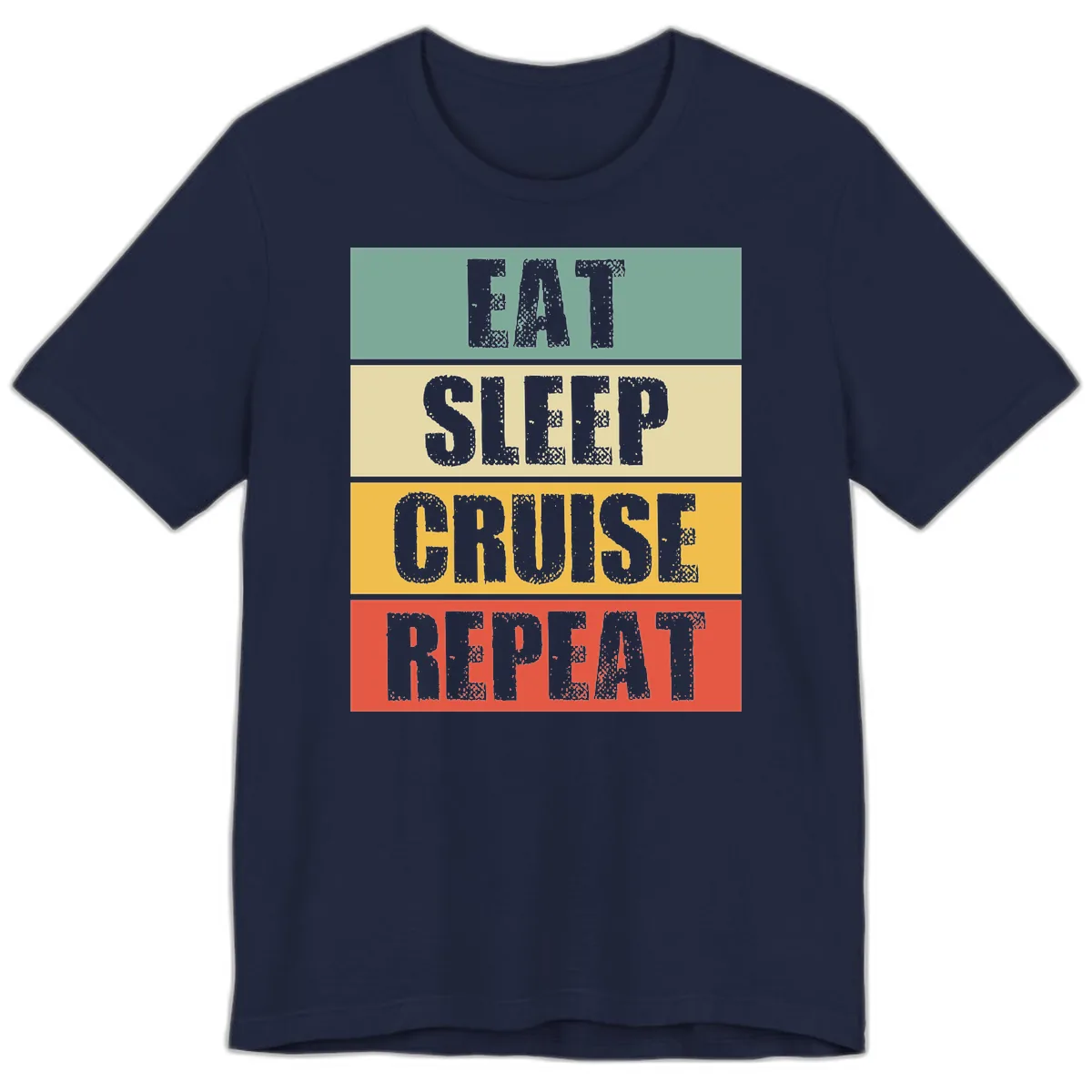 Eat Sleep Cruise Repeat Premium T-Shirt in Navy