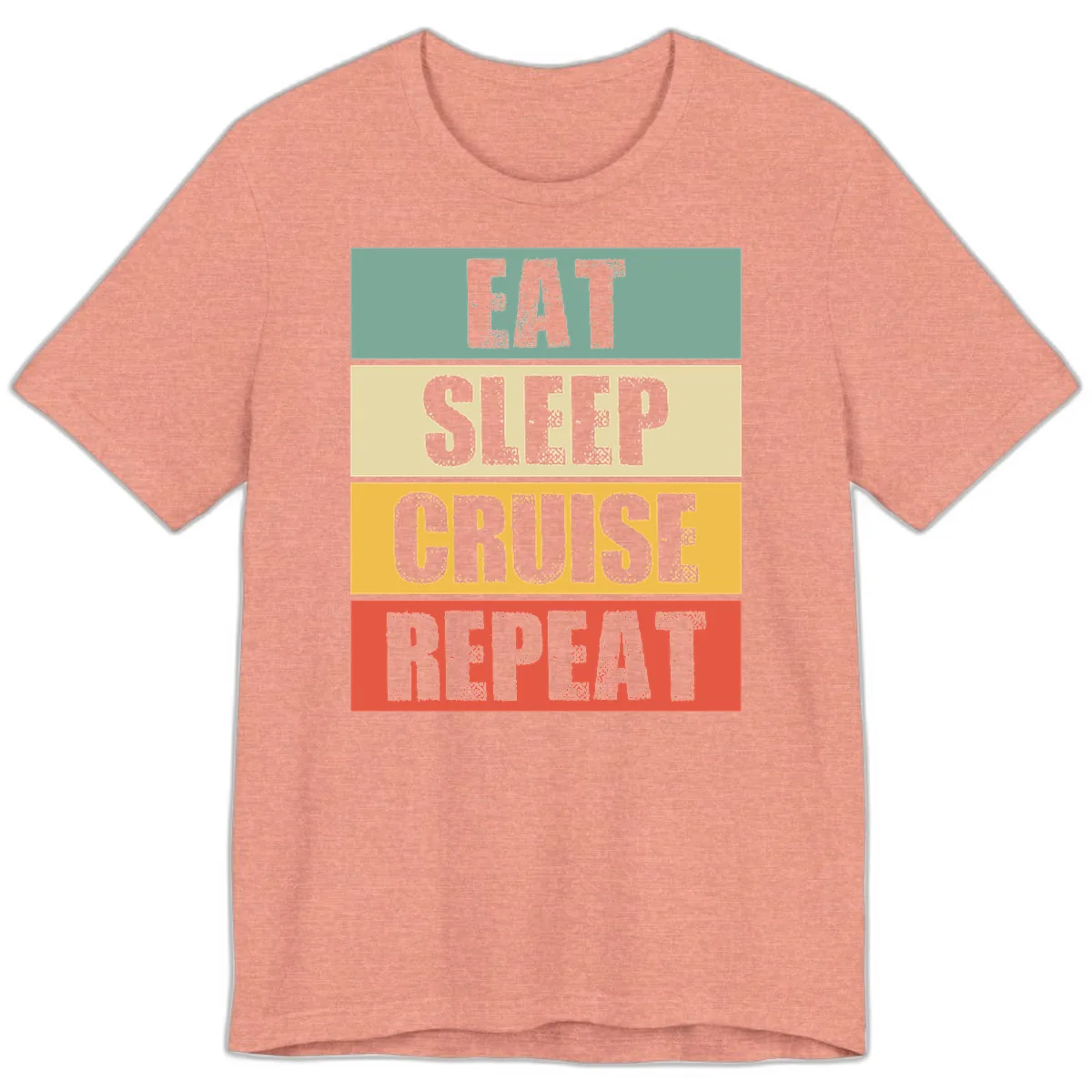 Eat Sleep Cruise Repeat Premium T-Shirt in Heather Sunset