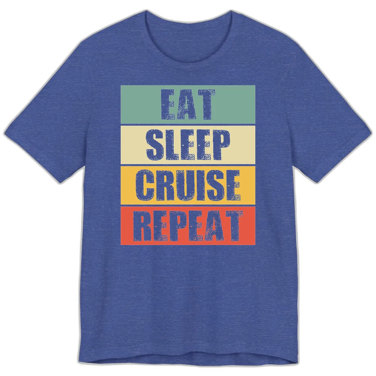 Eat Sleep Cruise Repeat Premium T-Shirt in Heather True Royal