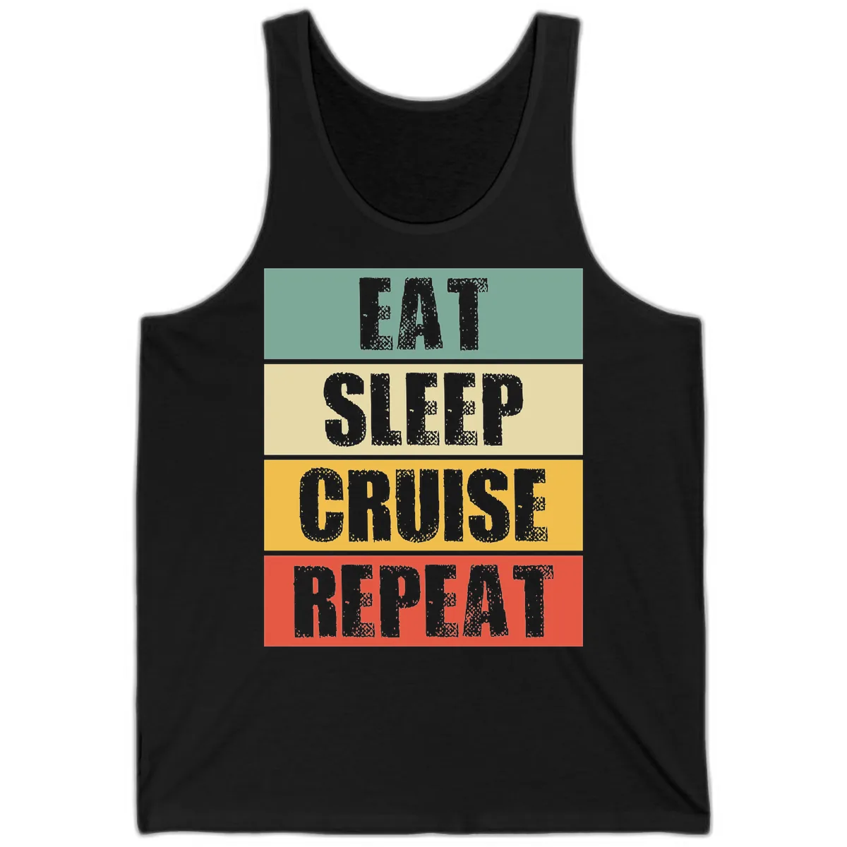 Eat Sleep Cruise Repeat Tank in Black