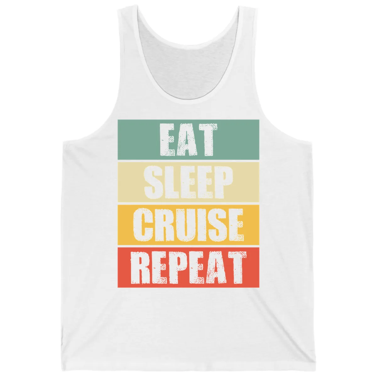 Eat Sleep Cruise Repeat Tank in White