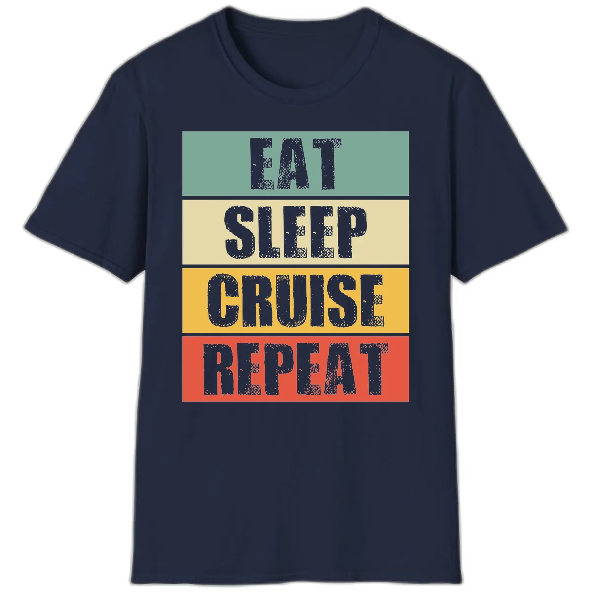 Eat Sleep Cruise Repeat T-Shirt in Navy