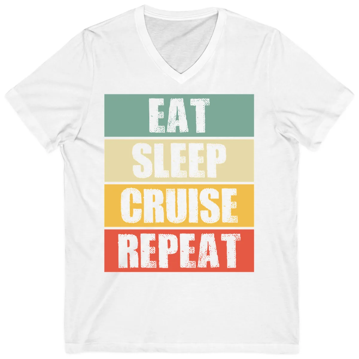 Eat Sleep Cruise Repeat V-Neck in White