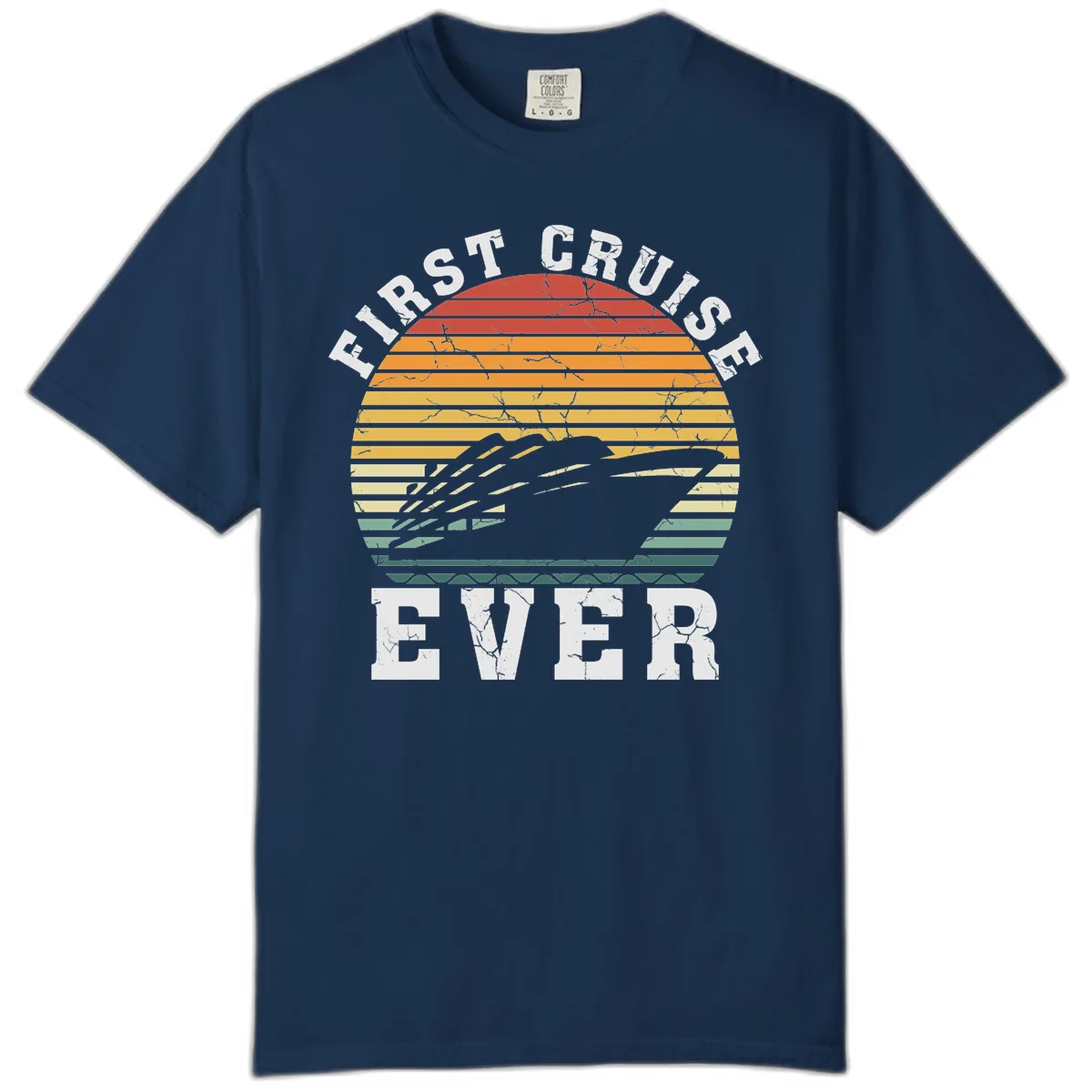 First Cruise Ever Retro Sunset Comfort Color in Navy