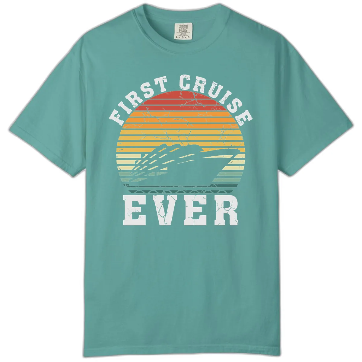 First Cruise Ever Retro Sunset Comfort Color in Seafoam