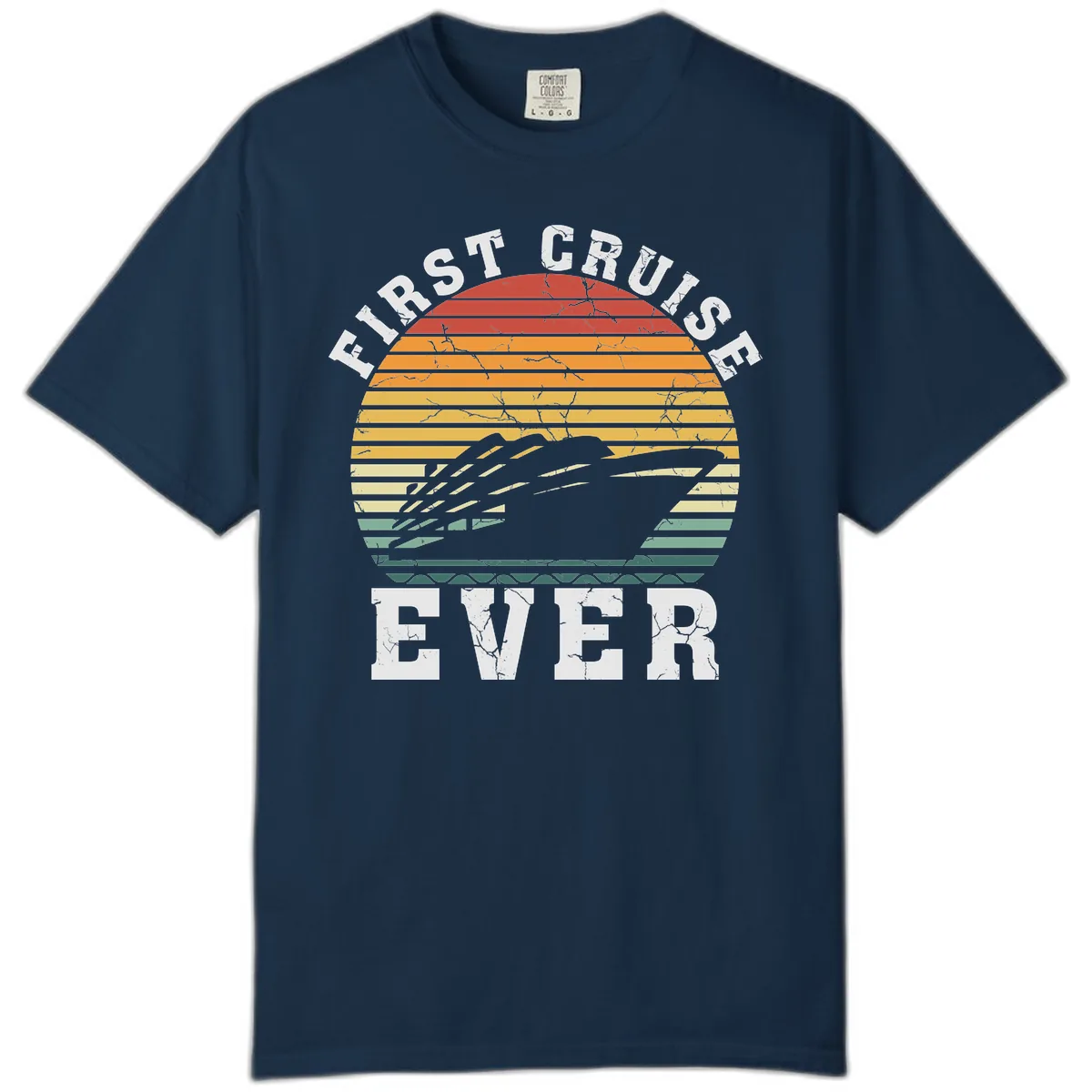 First Cruise Ever Retro Sunset Comfort Color in True Navy