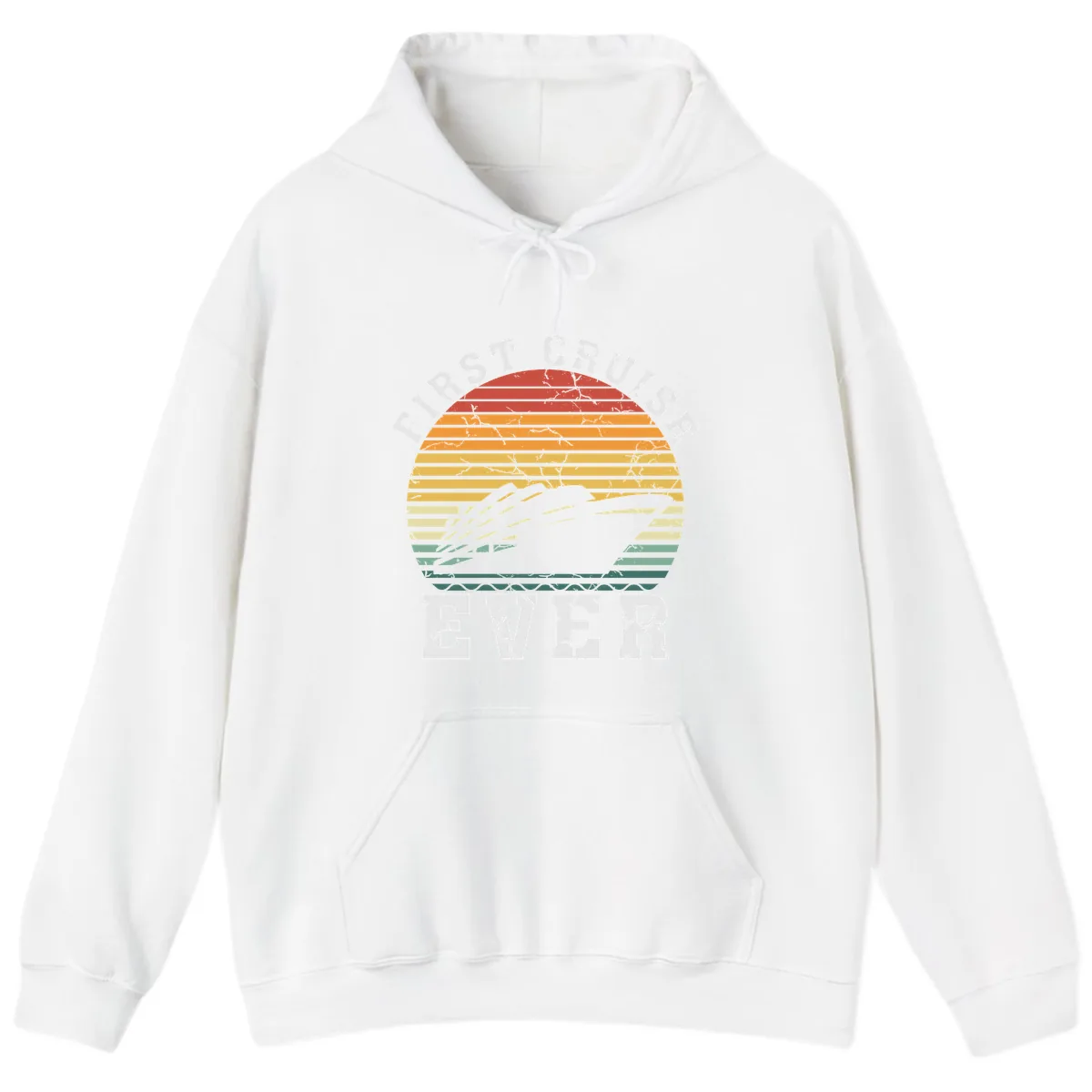 First Cruise Ever Retro Sunset Hoodie in White