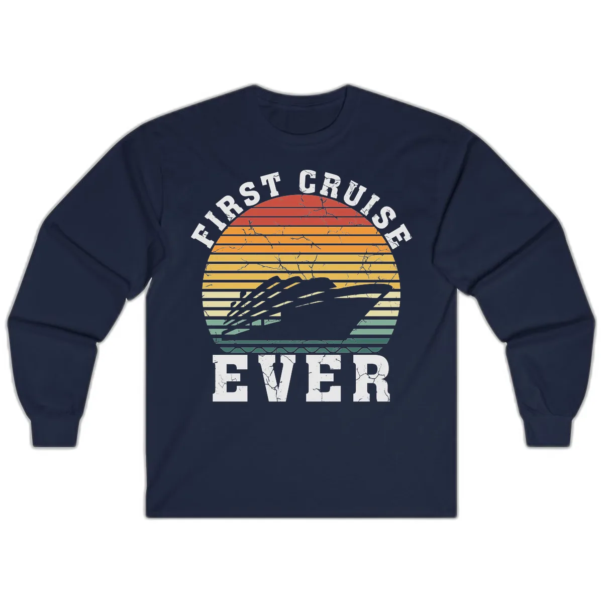 First Cruise Ever Retro Sunset Long Sleeve in Navy