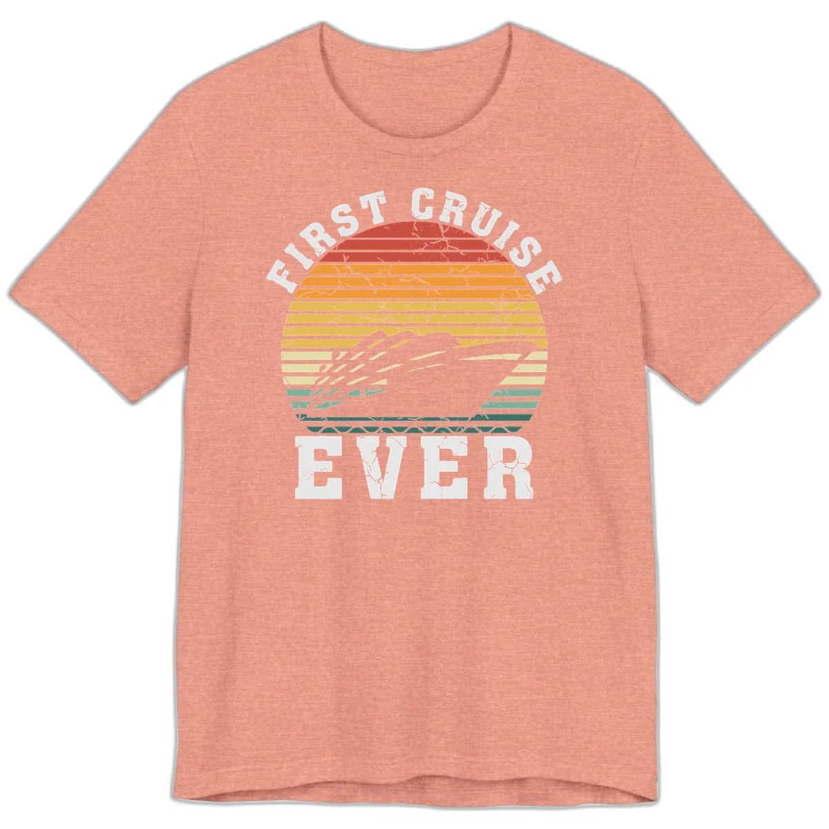 First Cruise Ever Retro Sunset Premium T-Shirt in Heather Sunset