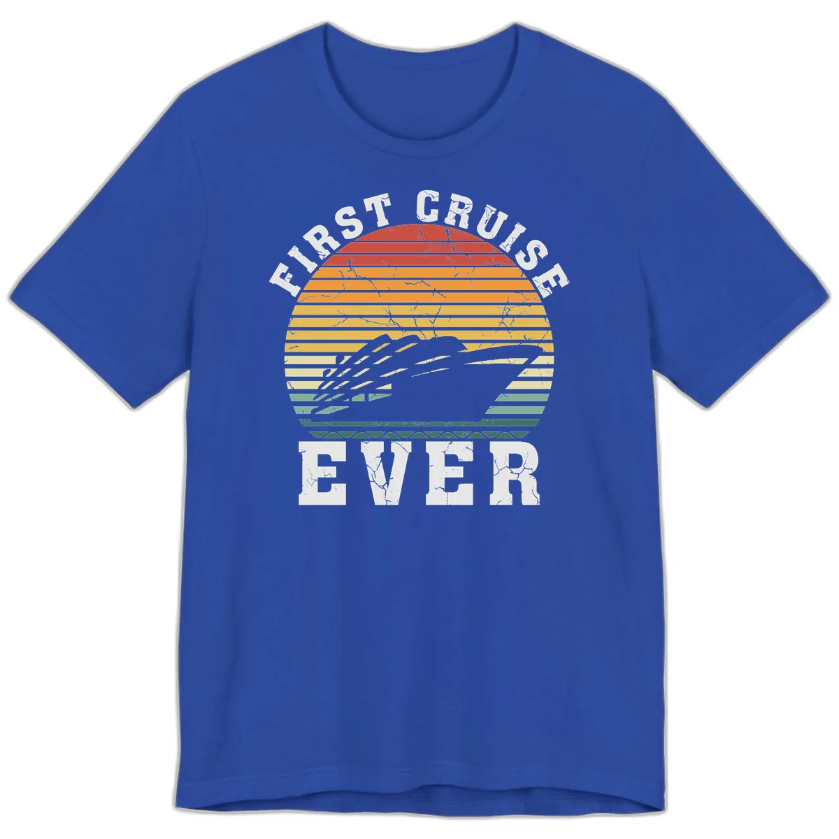 First Cruise Ever Retro Sunset Premium T-Shirt in True Royal