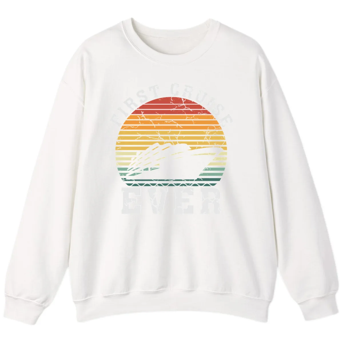 First Cruise Ever Retro Sunset Sweatshirt in White