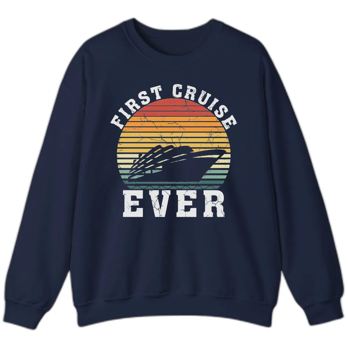 First Cruise Ever Retro Sunset Sweatshirt in Navy
