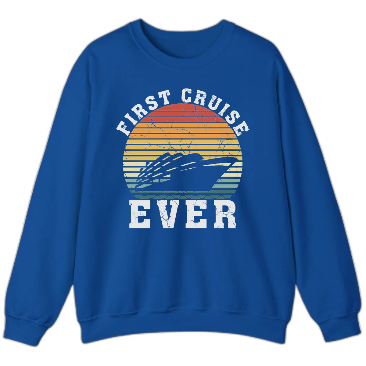First Cruise Ever Retro Sunset Sweatshirt in Royal