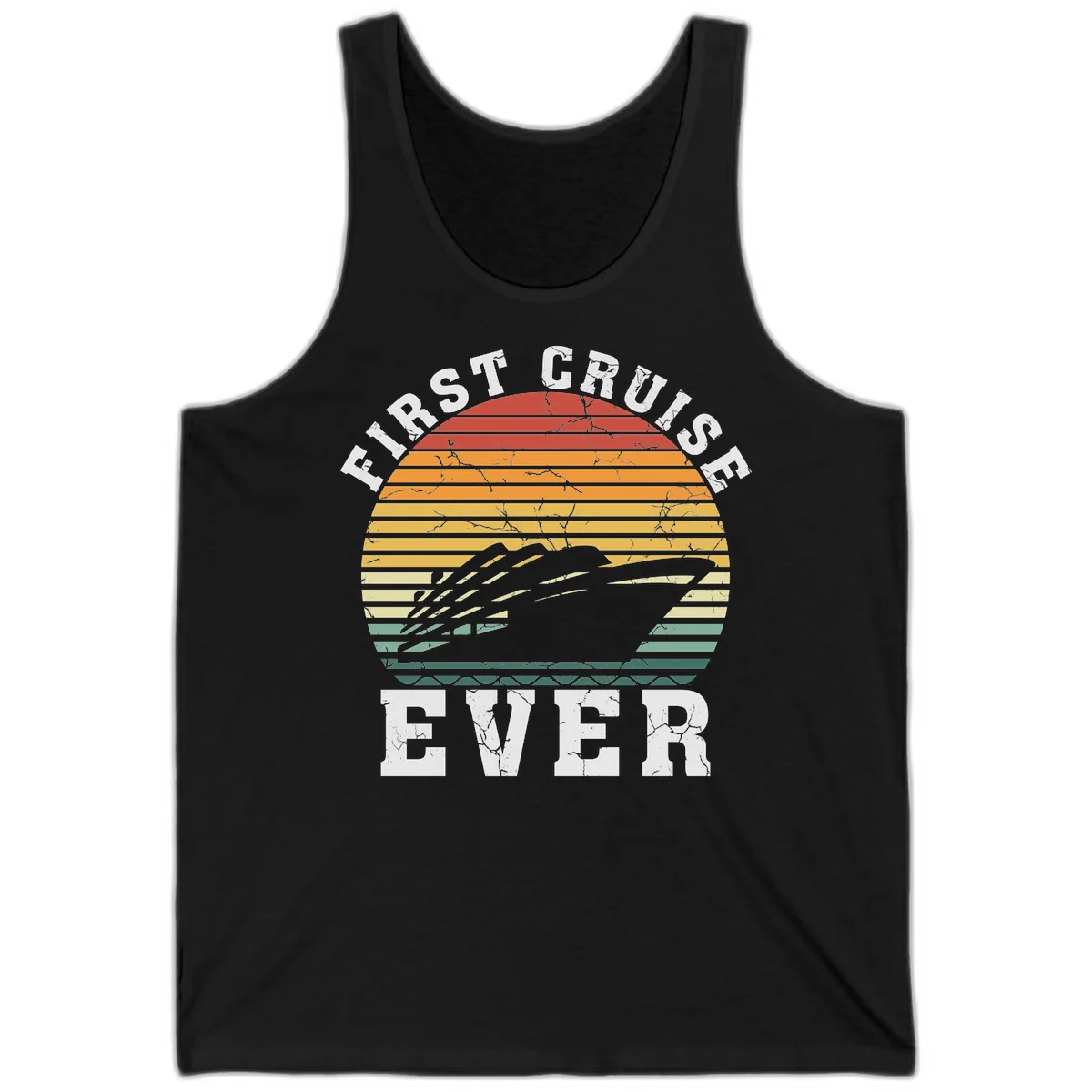 First Cruise Ever Retro Sunset Tank in Black
