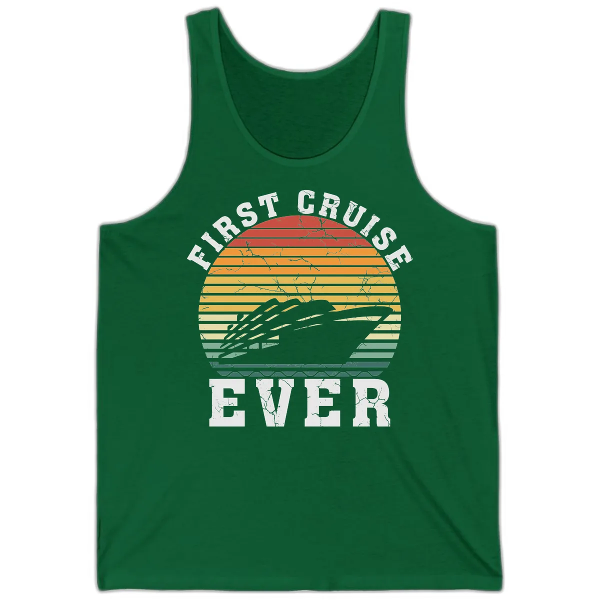 First Cruise Ever Retro Sunset Tank in Kelly