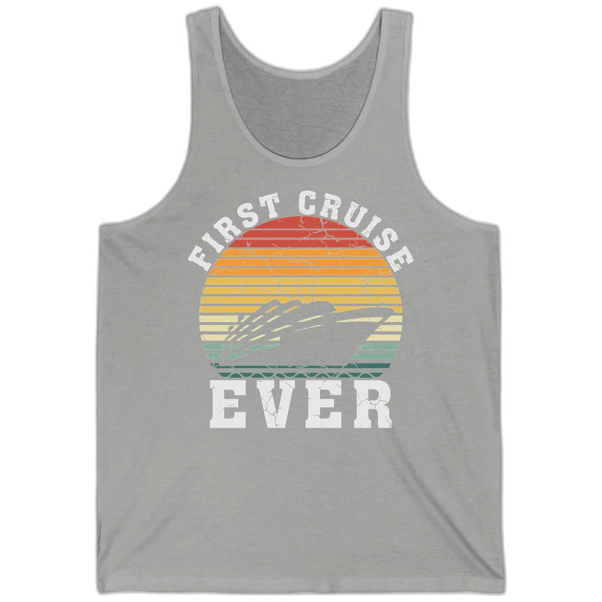 First Cruise Ever Retro Sunset Tank in Athletic Heather