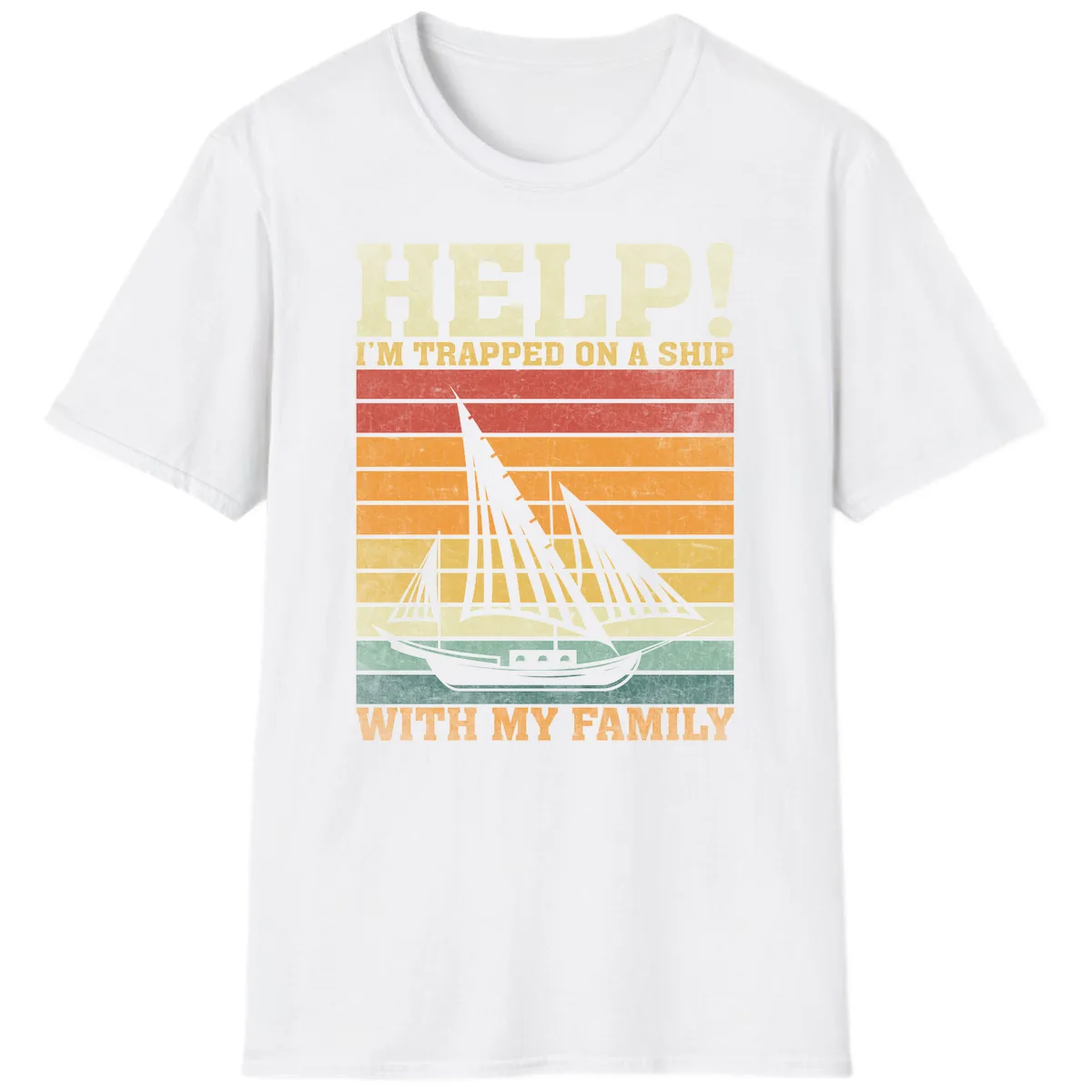 Help! I'm Trapped On A Ship With My Family T-Shirt in White