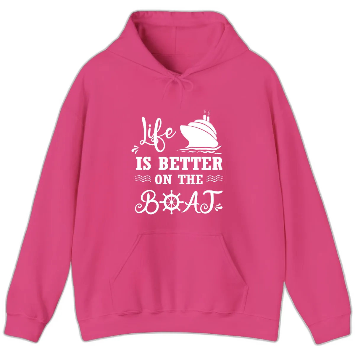 Life Is Better On The Boat Hoodie in Heliconia