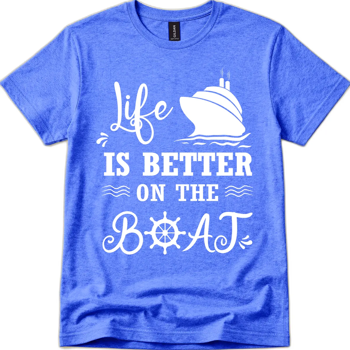 Life Is Better On The Boat T-Shirt in Heather Royal