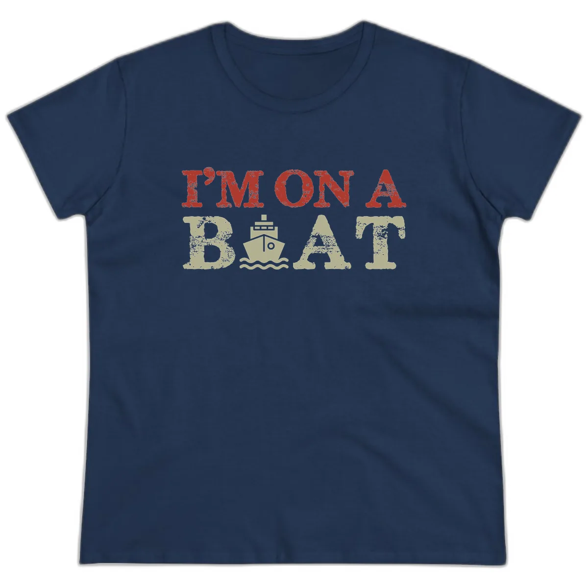 I'm On A Boat Cruise Ladies Tee in Navy