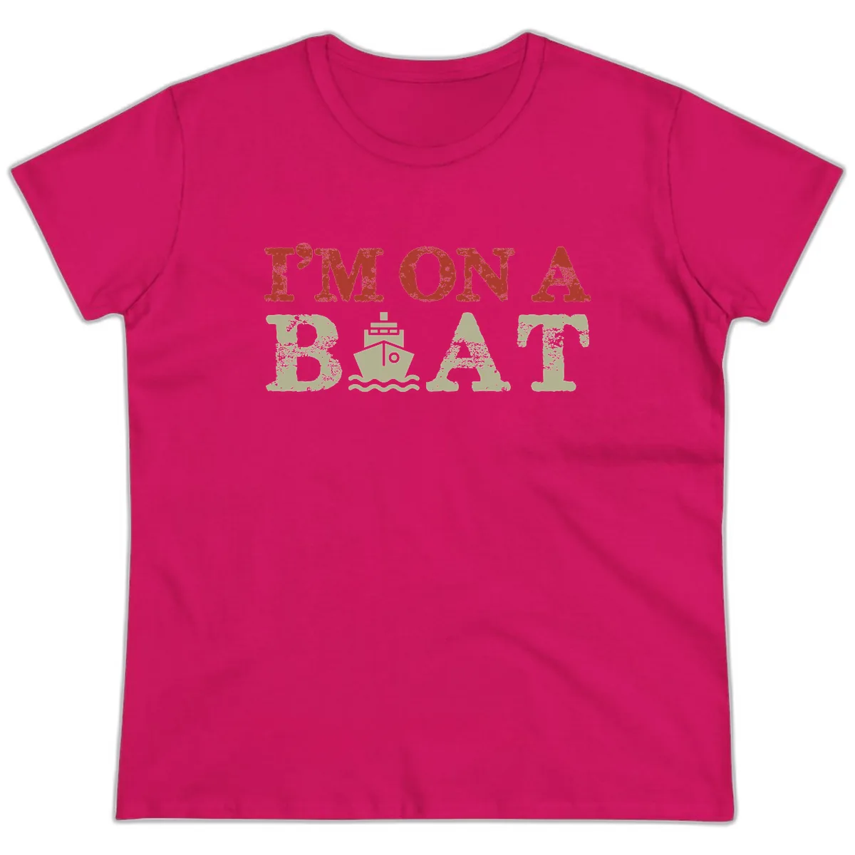 I'm On A Boat Cruise Ladies Tee in Heliconia