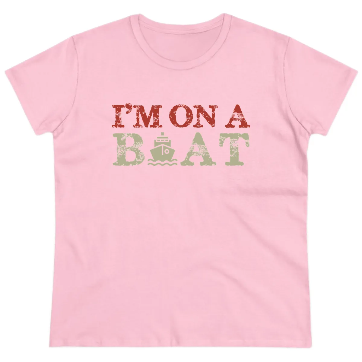 I'm On A Boat Cruise Ladies Tee in Light Pink