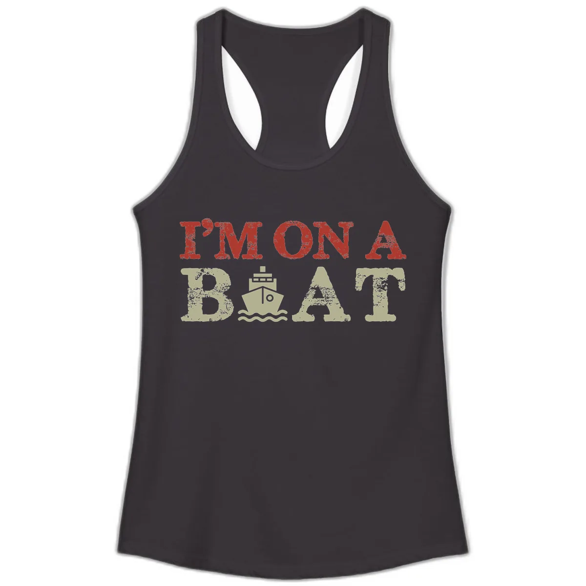I'm On A Boat Cruise Ladies Tank in Black