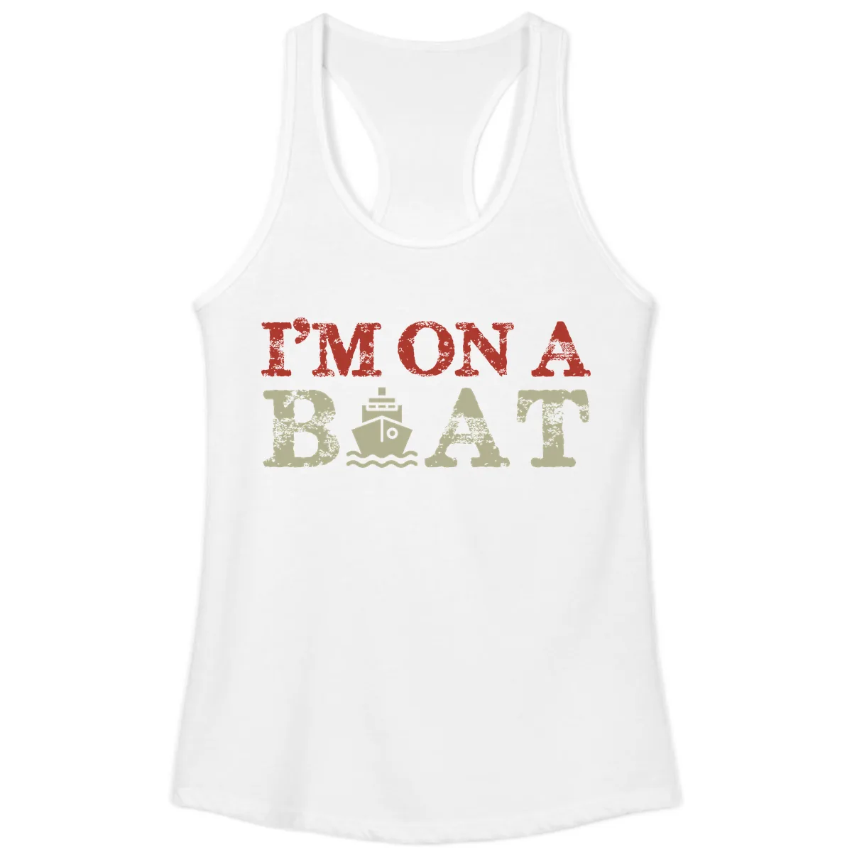 I'm On A Boat Cruise Ladies Tank in White