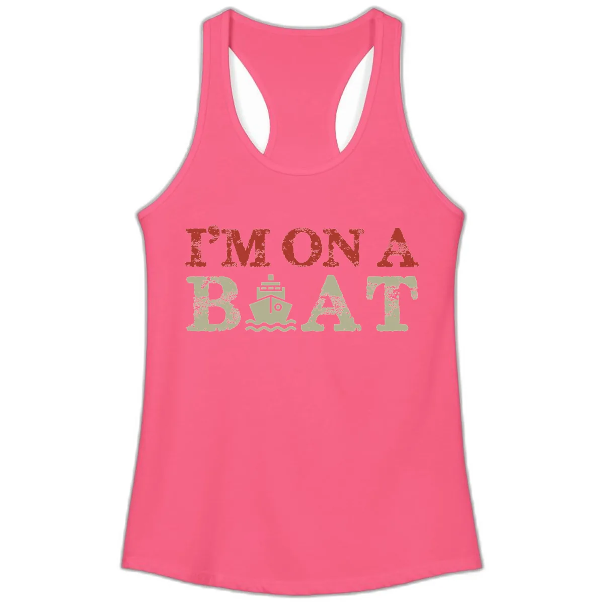 I'm On A Boat Cruise Ladies Tank in Solid Hot Pink