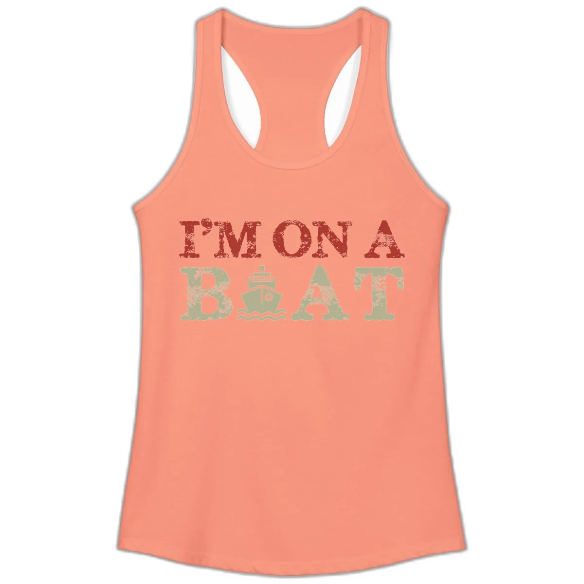 I'm On A Boat Cruise Ladies Tank in Solid Light Orange