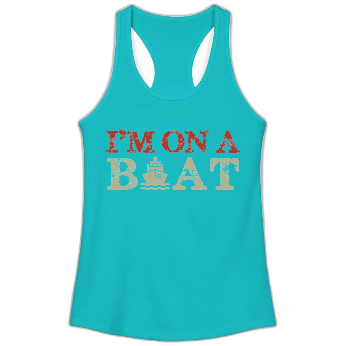 I'm On A Boat Cruise Ladies Tank in Tahiti Blue