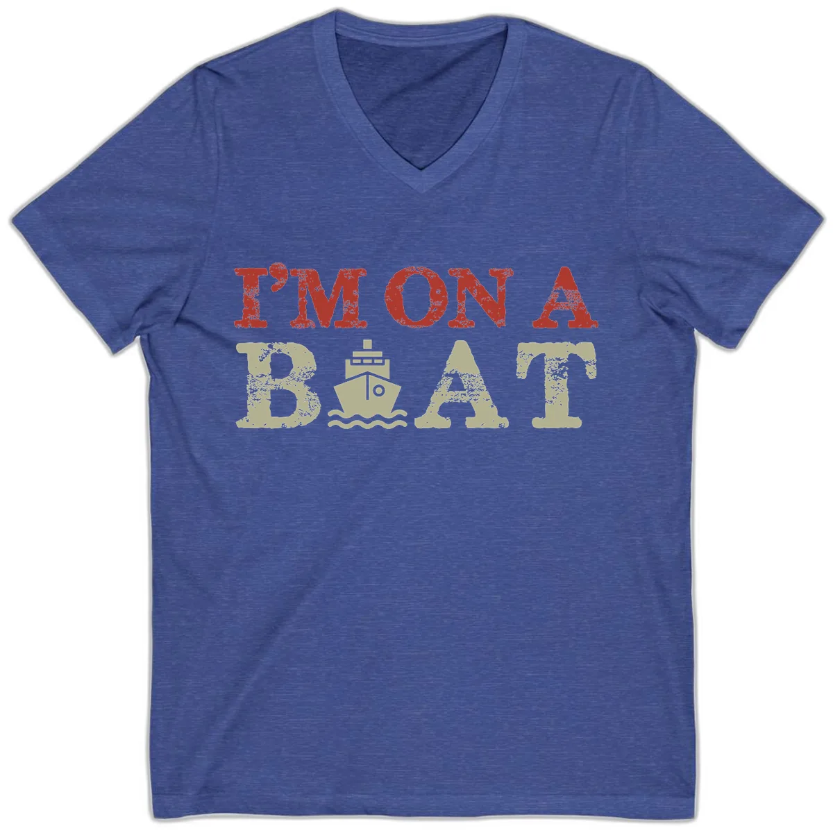 I'm On A Boat Cruise V-Neck in Heather True Royal