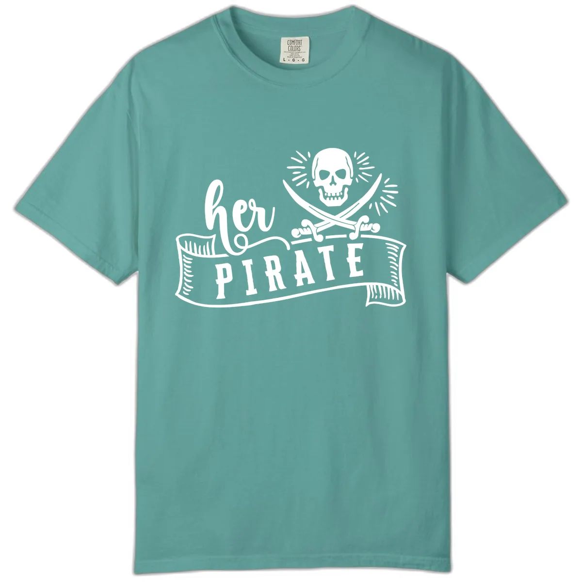 Ahoy Pirate Skull & Crossbones Comfort Color in Seafoam